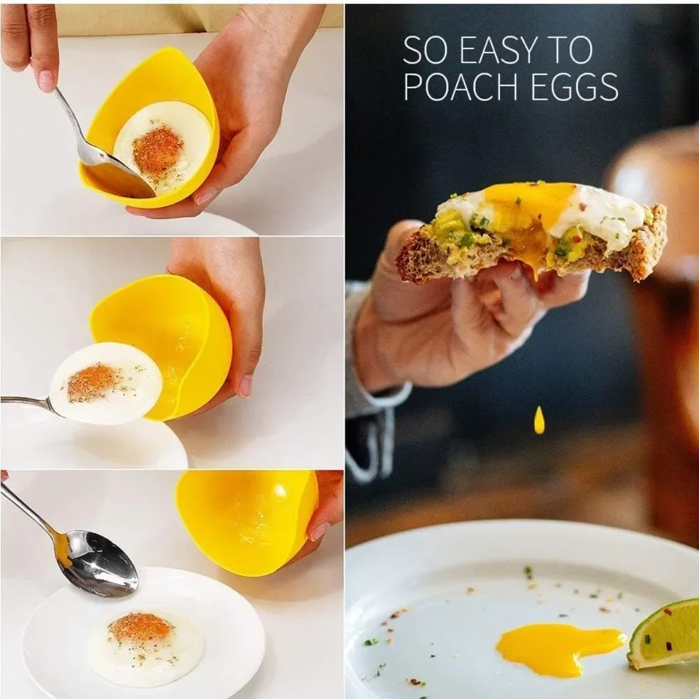 4 pack Non-Stick Silicone Egg Cookers with 1 Oil Brush NEW